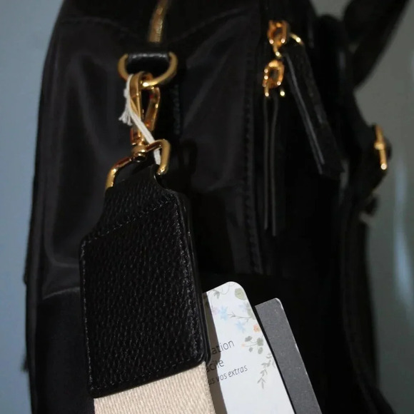 HAUTE HIPPIE Black On the Go Backpack Viral Decorative Beige Strap NWT main image 4